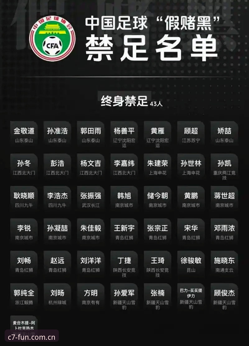 中国足协第三批禁足名单公布，C7电子在线娱乐用户怎么看？